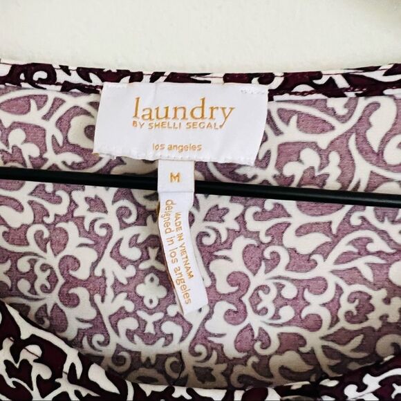 LAUNDRY BY Shelli Segal Women's Brown/White Long Sleeve Blouse Top Size Medium - Picture 7 of 7